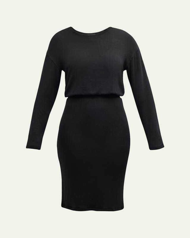 Modal Rib Cinched-Waist Midi Dress